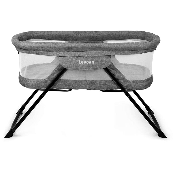 Levoan 2-in-1 Fold Travel Crib Portable Rock Bassinet Free Installation Baby Beside Sleeper Function for Baby Girls/Boys/Infants